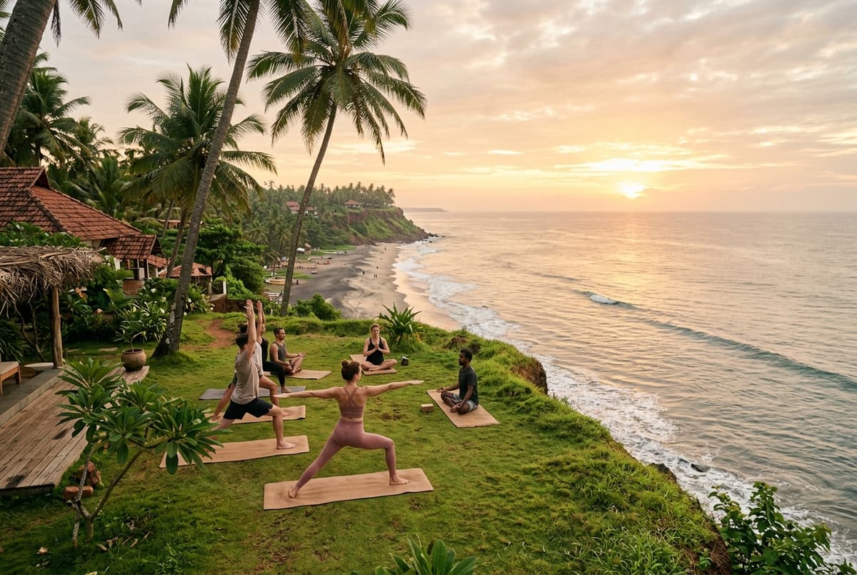 Sunrise Yoga on Varkala Cliffs Kerala